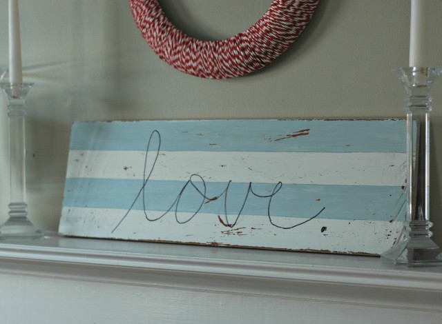 Handpainted Love Sign on Reclaimed Wood