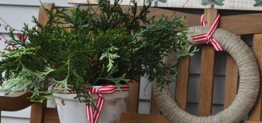Christmas greenery and kitchen twine wreath